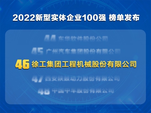 2022新型实体企业百强发布！徐工机械位列第46名(图1)