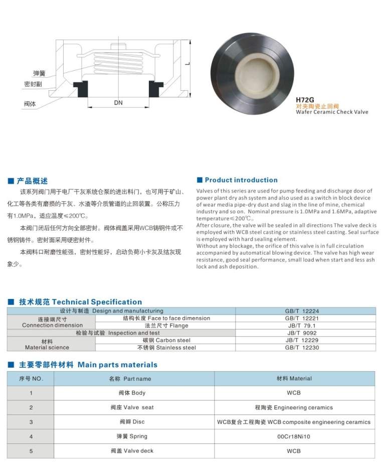 H72G对夹陶瓷止回阀(图1)